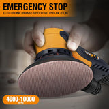 MAXXT Vibrant Orange 150mm Brushless Orbital Sander | 5.0mm Eccentric with 6-Speed Control | Low-Vibration Design & Advanced Dust Extraction for Woodworking, Car Detailing, DIY