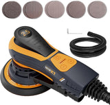 MAXXT Vibrant Orange 150mm Brushless Orbital Sander | 5.0mm Eccentric with 6-Speed Control | Low-Vibration Design & Advanced Dust Extraction for Woodworking, Car Detailing, DIY