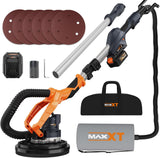 MAXXT 20 V cordless wall sander (brushless): integrated dust extraction system, 225 mm grinding plate, continuous speed control (600-1200 rpm), telescopic arm (110-165 cm extendible), for walls and