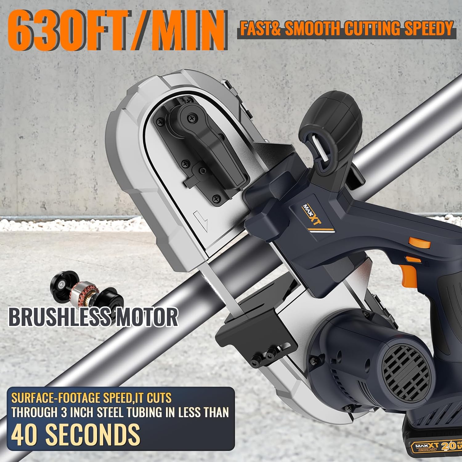 MAXXT 20V Portable Brushless Band Saw Kit 2.5inch Cutting Capacity,Makita battery type