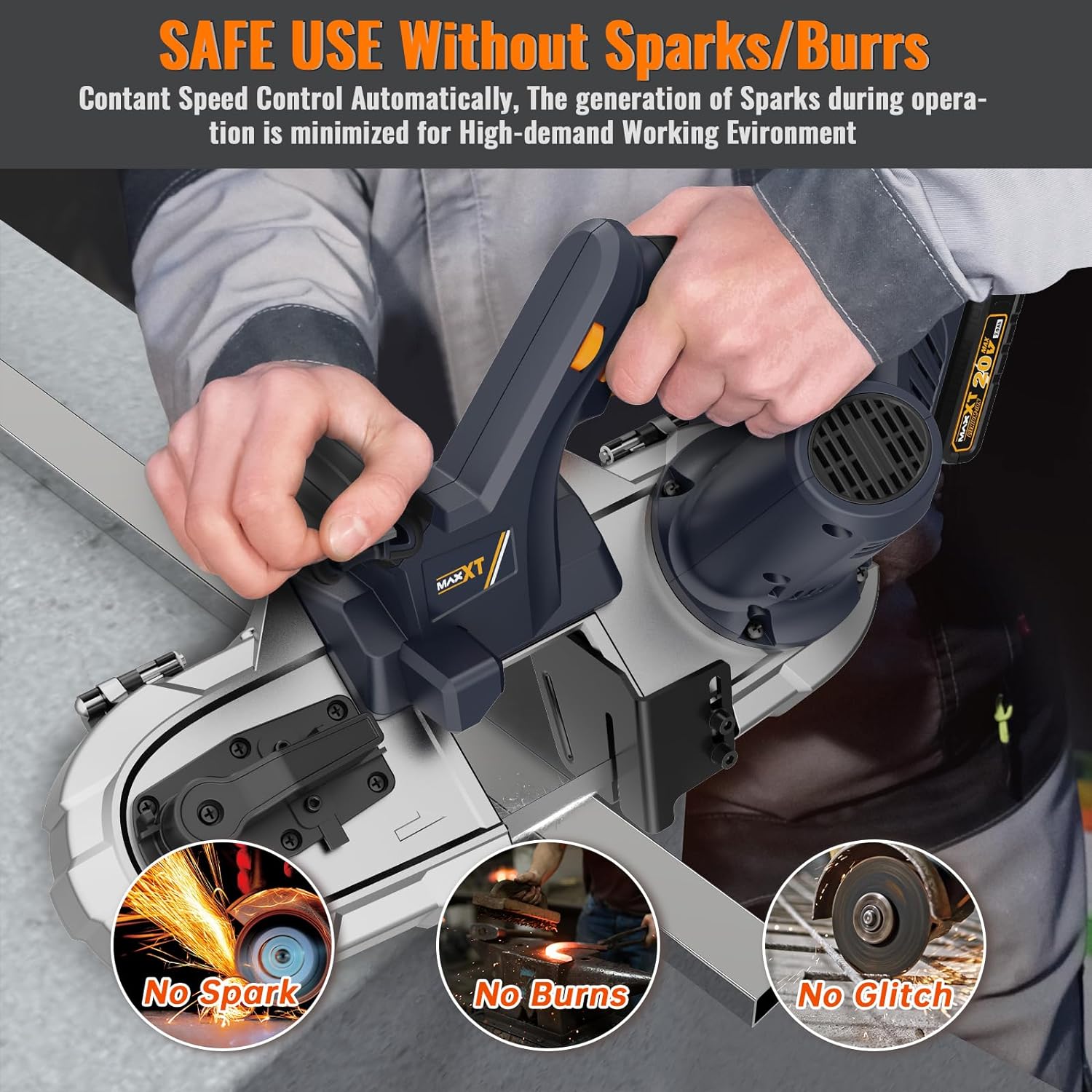 MAXXT 20V Portable Brushless Band Saw Kit 2.5inch Cutting Capacity,Makita battery type