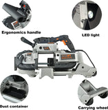MAXXT Portable Band Saw with Base 10-Amp 5-Inch Deep Cut Variable Speed Handheld Portable Automatic Multi-Purpose Cutting with Carrying wheels
