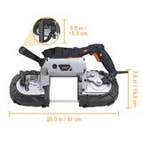 MAXXT Portable Band Saw with Base 10-Amp 5-Inch Deep Cut Variable Speed Handheld Portable Automatic Multi-Purpose Cutting with Carrying wheels