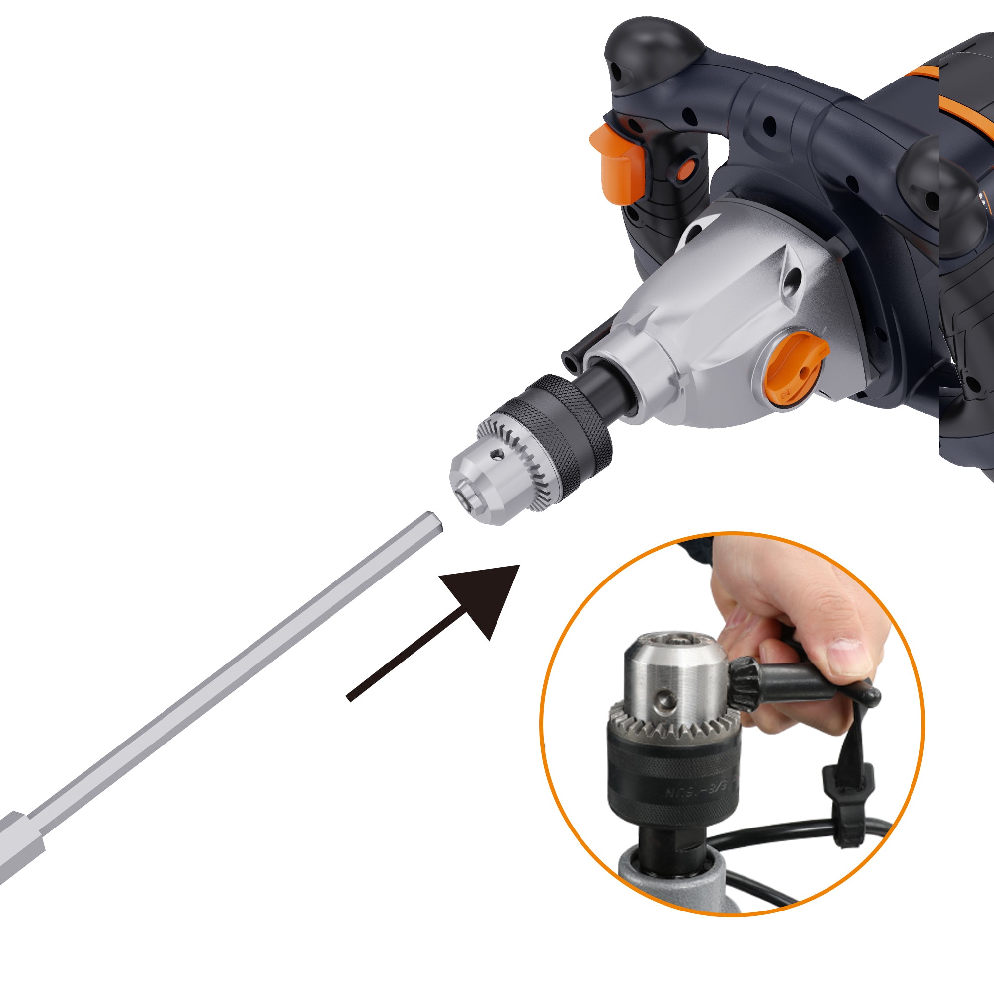 MAXXT Mixer 13A Single Paddle Concrete Mortar Mixer, 5/8" Keyed Chuck