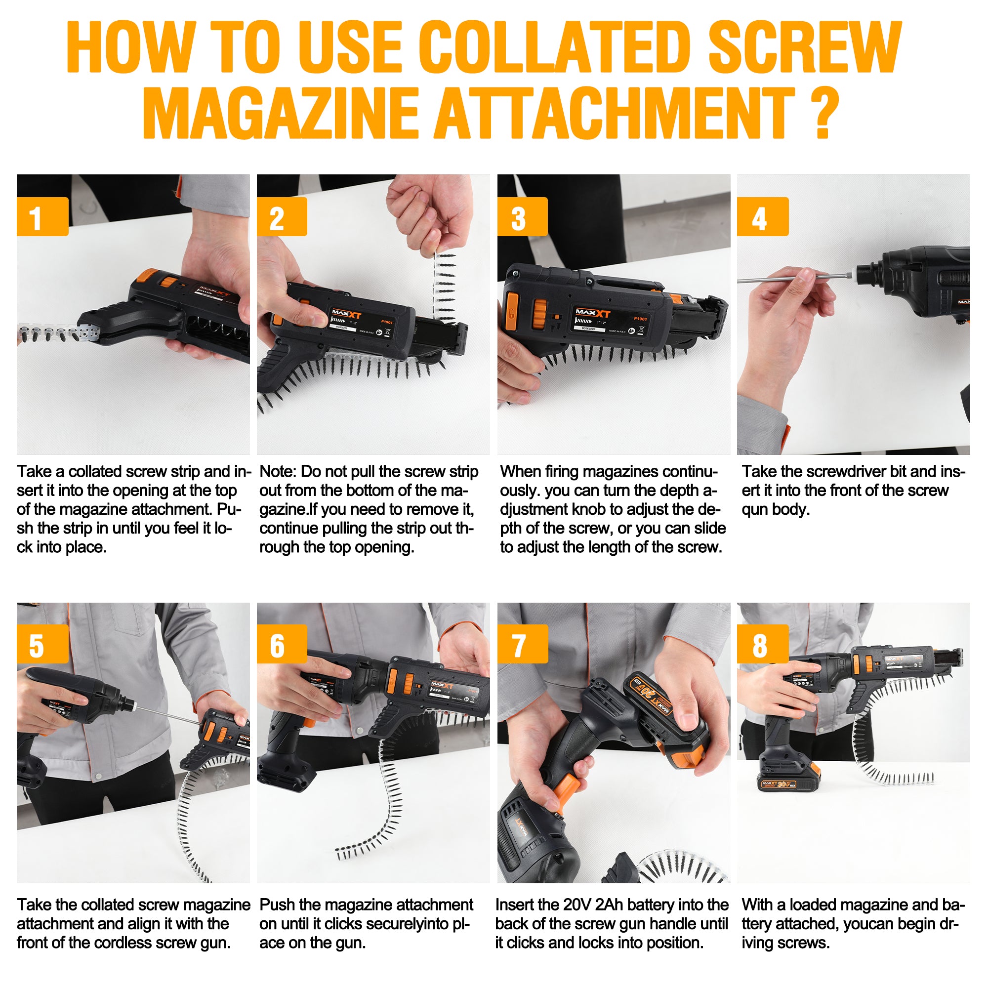 MAXXT 20V Drywall Screw Gun Brushless（Included 2.0Ah Battery and Charger）