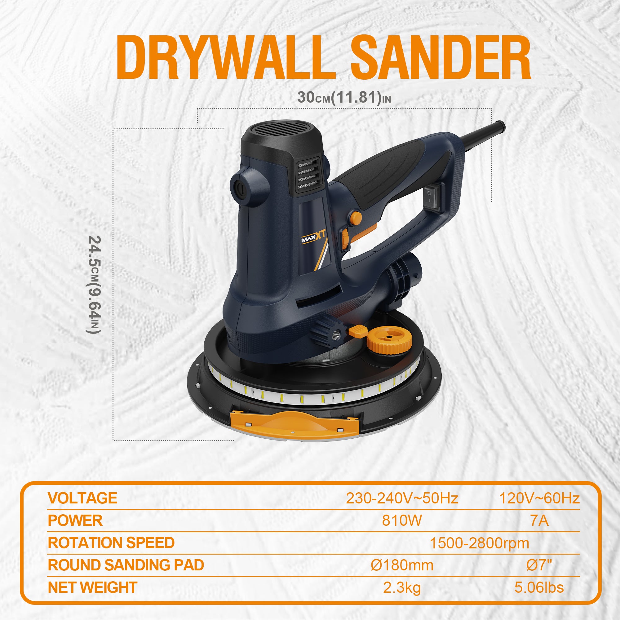 MAXXT 810W Handheld Drywall Sander, Rough and fine Sanding