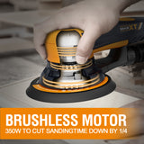 MAXXT Vibrant Orange 150mm Brushless Orbital Sander | 5.0mm Eccentric with 6-Speed Control | Low-Vibration Design & Advanced Dust Extraction for Woodworking, Car Detailing, DIY