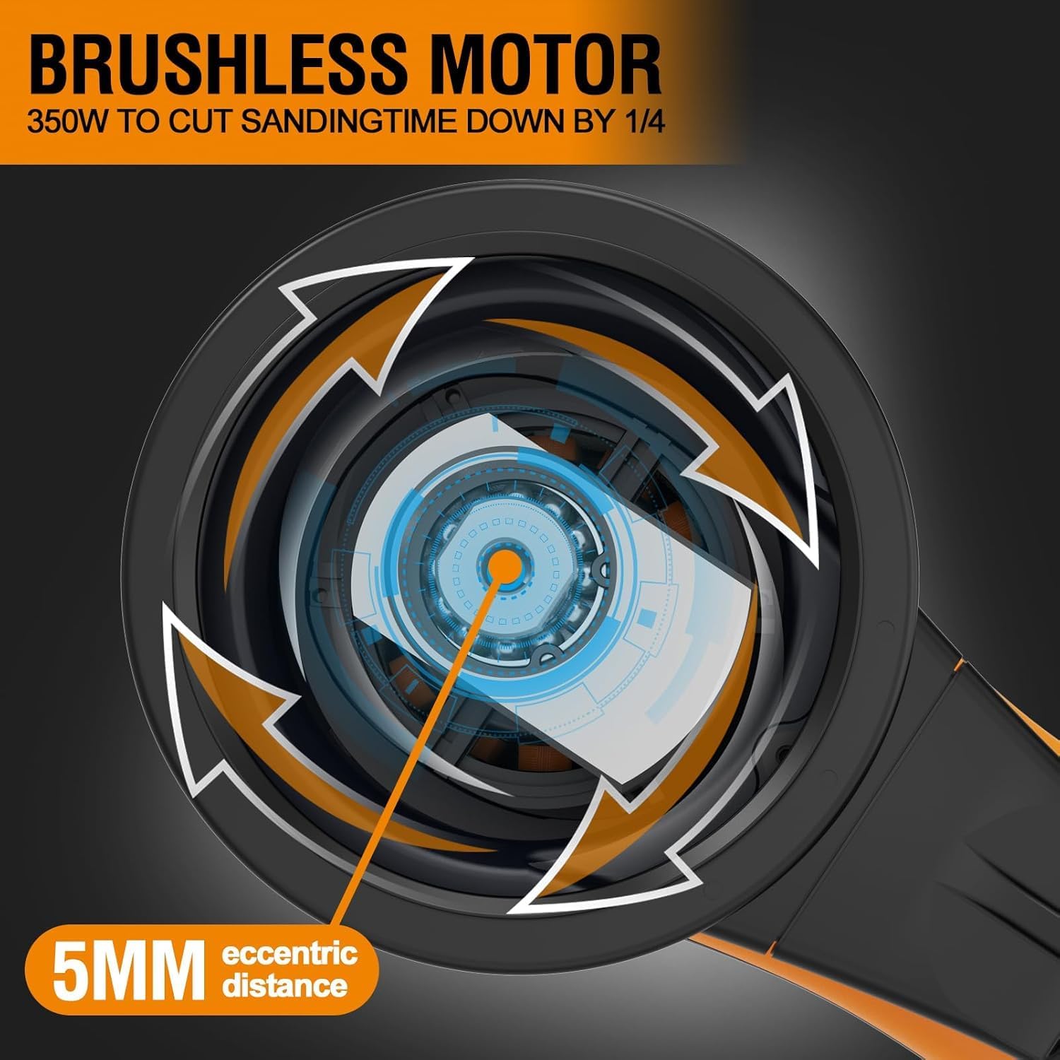 MAXXT Electric 5mm Random Orbital Sander with Tool Case ，5&6Inch Sanding Pads