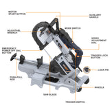 MAXXT Portable Band Saw with Base 10-Amp 5-Inch Deep Cut Variable Speed Handheld Portable Automatic Multi-Purpose Cutting with Carrying wheels
