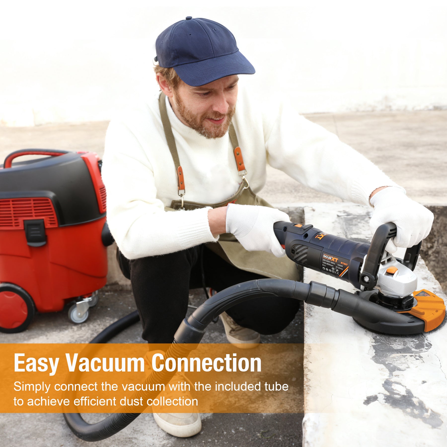 MAXXT 1500W Concrete Grinder - 5-inch, 7-speed adjustable (with dual discs)