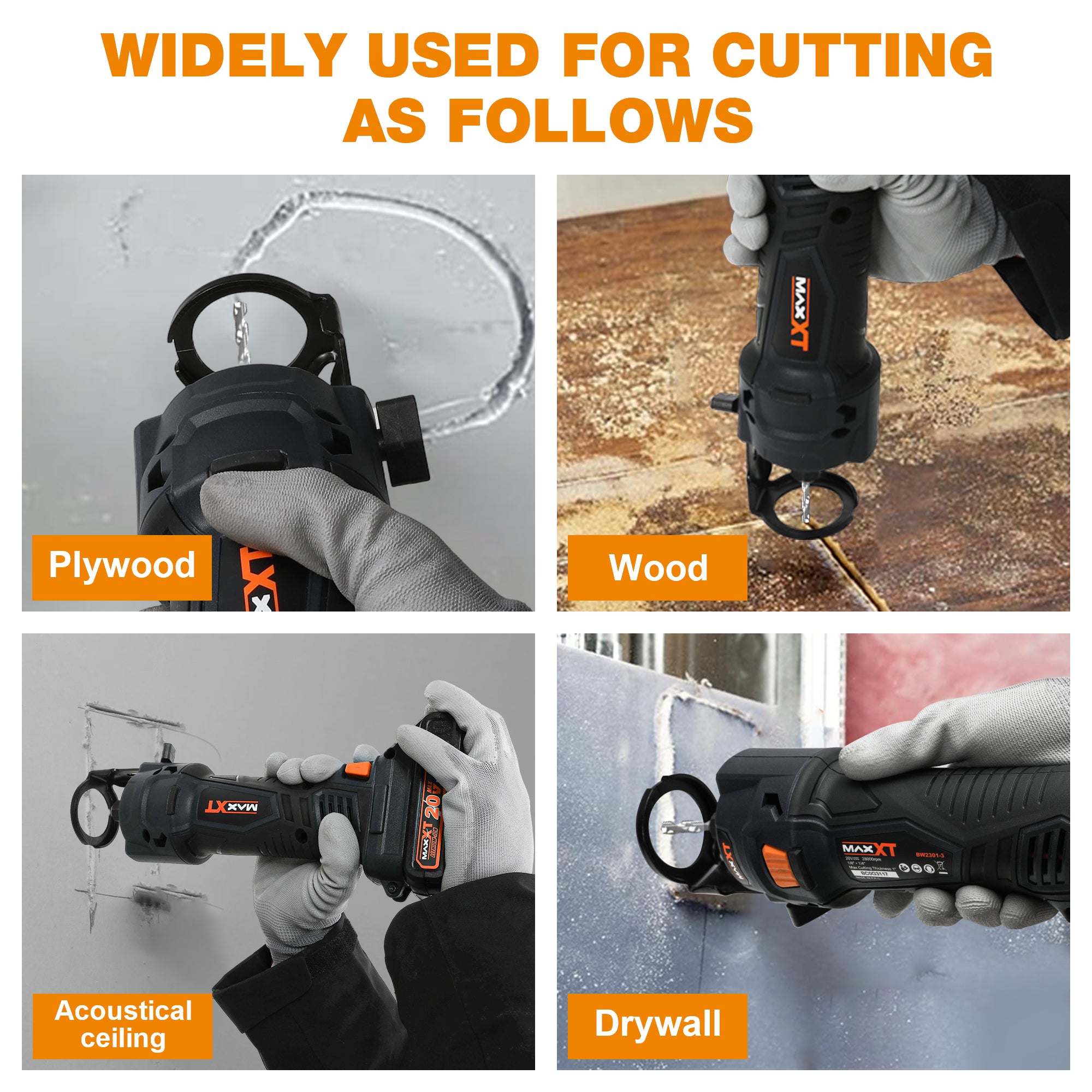 MAXXT 20V Cordless Drywall Cut Out Tool with 2.0Ah Battery and Quick Charger