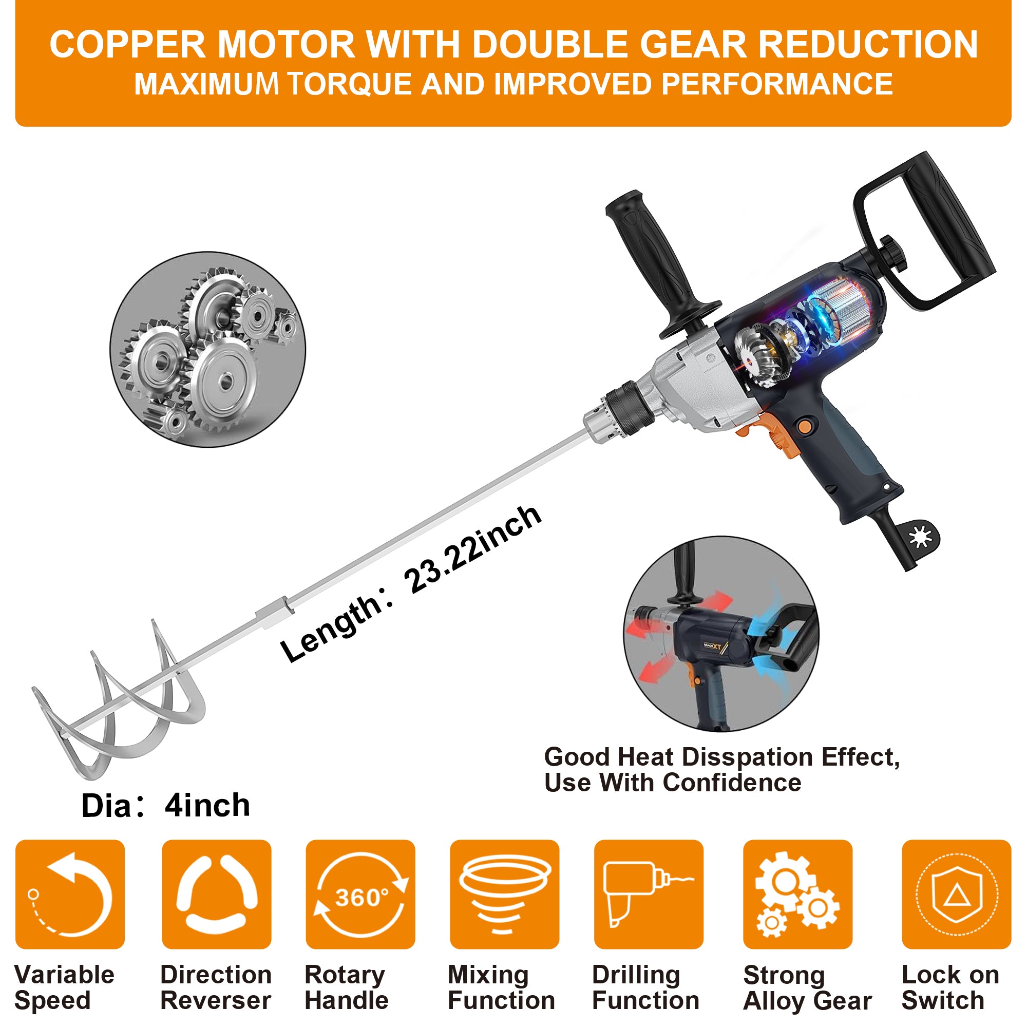 Drill Mixer is used for drilling or mixing various materials MDM1050