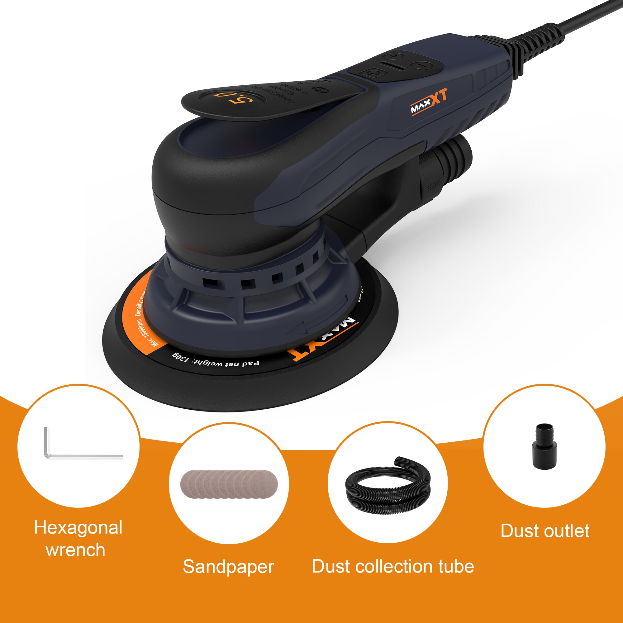 MAXXT Electric 5mm Random Orbital Sander, Brushless 350W