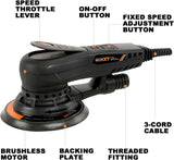 MaxXT Dry grinding machine for polishing car sheet metal, grinding drywall, polishing wood Ultra-light and ultra-small body with constant speed brushless motor, long life Simple and easy to operate Brushless Orbit Sander R7303