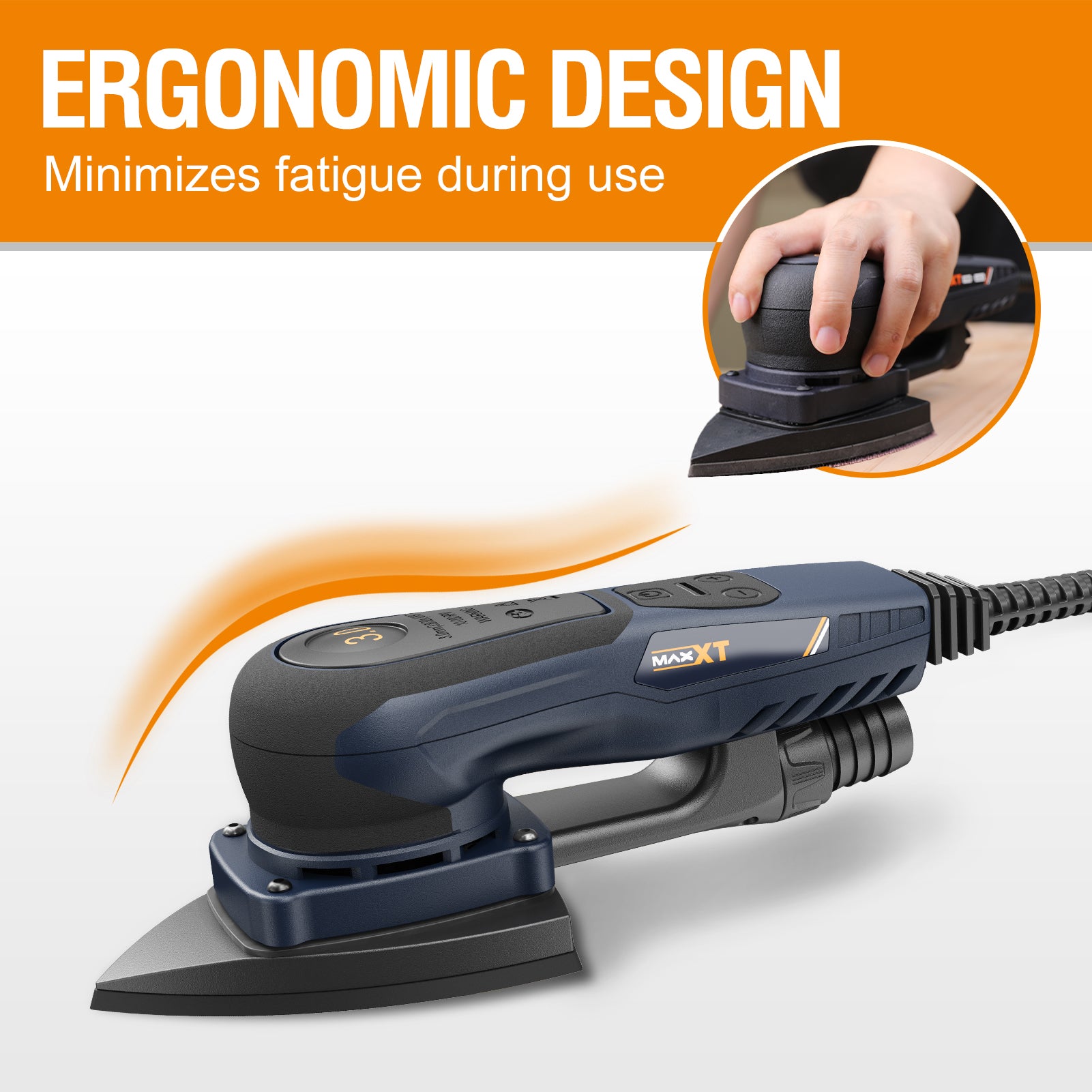 MAXXT 350W Brushless Dual-Mode Sander | Interchangeable Pad and Variable Speed