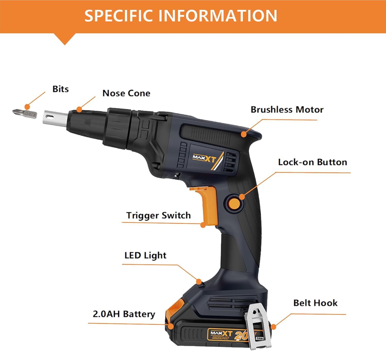 MAXXT 20V Brushless Auto-Feed Screwdriver | With 2.0Ah Battery