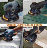 MAXXT Ramdon Orbital Sanders for 6inch, 10000 RPM Electric Orbital Sander with 10PCS Sandpapers, 6 Variable Speed Wood Sander for Woodworking/Sanding/Polishing
