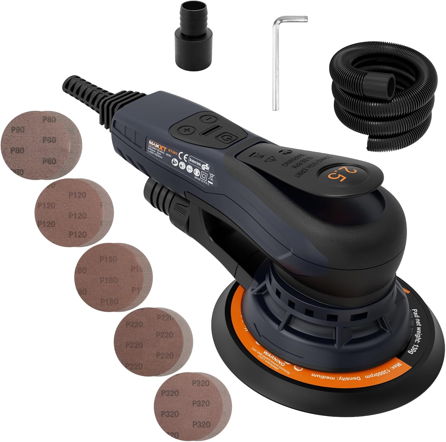 MAXXT Electric 5mm Random Orbital Sander, Brushless 350W