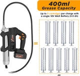 MAXXT Grease Gun Kit Cordless, Grease Gun Battery Powered 20V 10000 PSI with 40” Long Hose and LED Light, Electric Grease Gun with 6 Speed Triggers(Included 4.0Ah Battery and Charger)