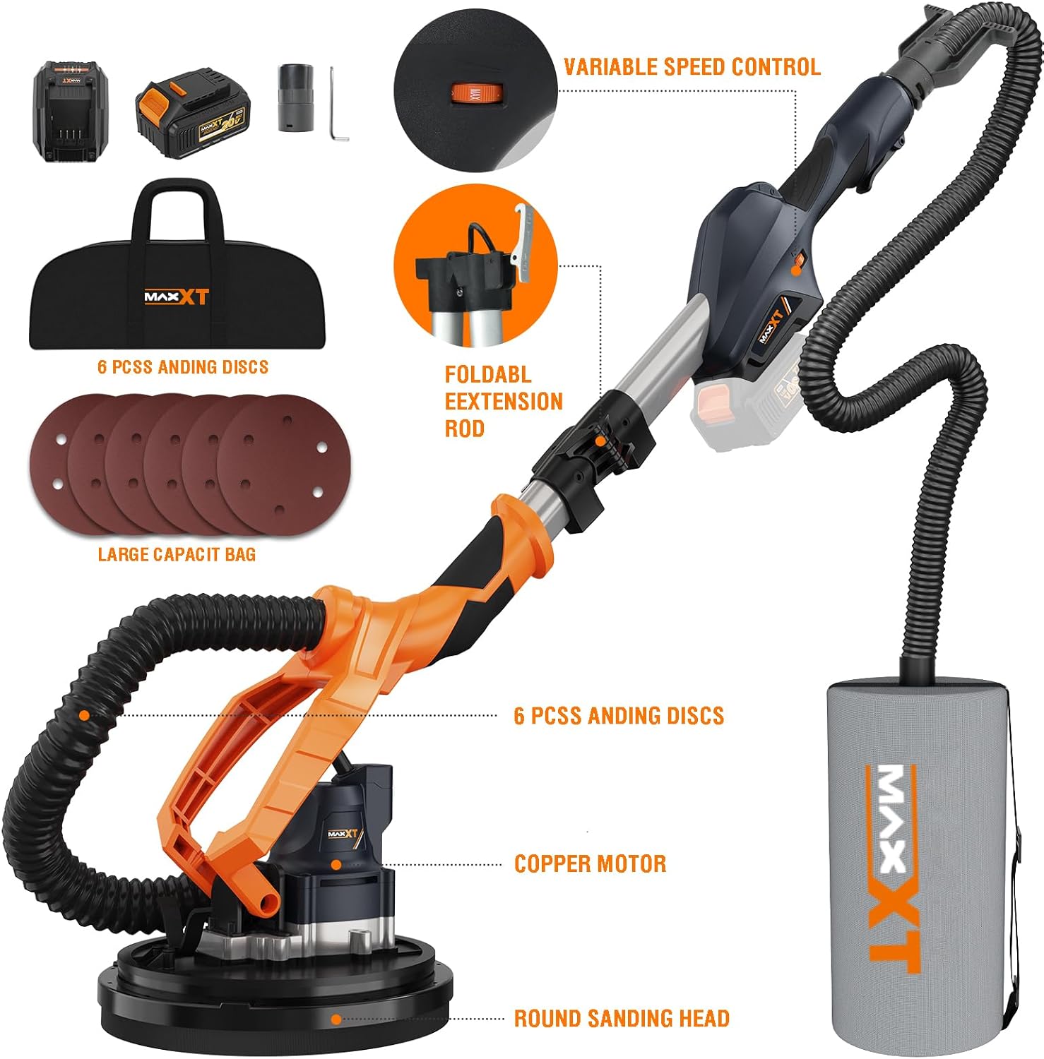 MAXXT 20V cordless wall sander Brushless