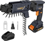 20V Drywall Screw Gun Brushless, MAXXT Cordless Lithium-Ion Brushless Drywall Screwdriver Autofeed 5000RPM with Collated Drywall Attachment（Included 2.0Ah Battery and Charger）