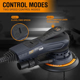 MAXXT Electric 5mm Random Orbital Sander with Tool Case, Palm Sander with Brushless Motor, 5&6Inch Sanding Pads, Central Vacuum, Sanders for Woodworking, Primary Wood and Panel Processing