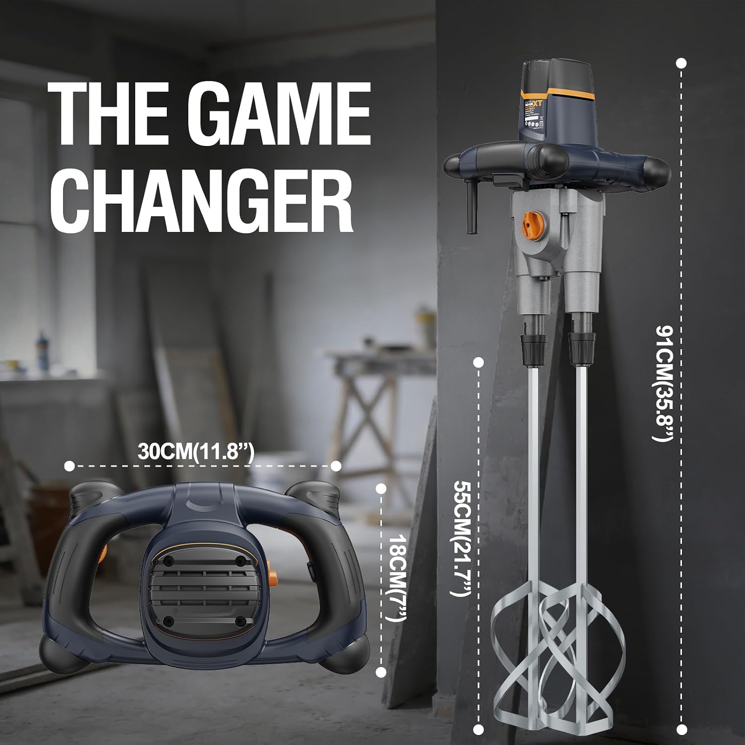 MAXXT 15A Handheld Double-Paddle Cement Mixer