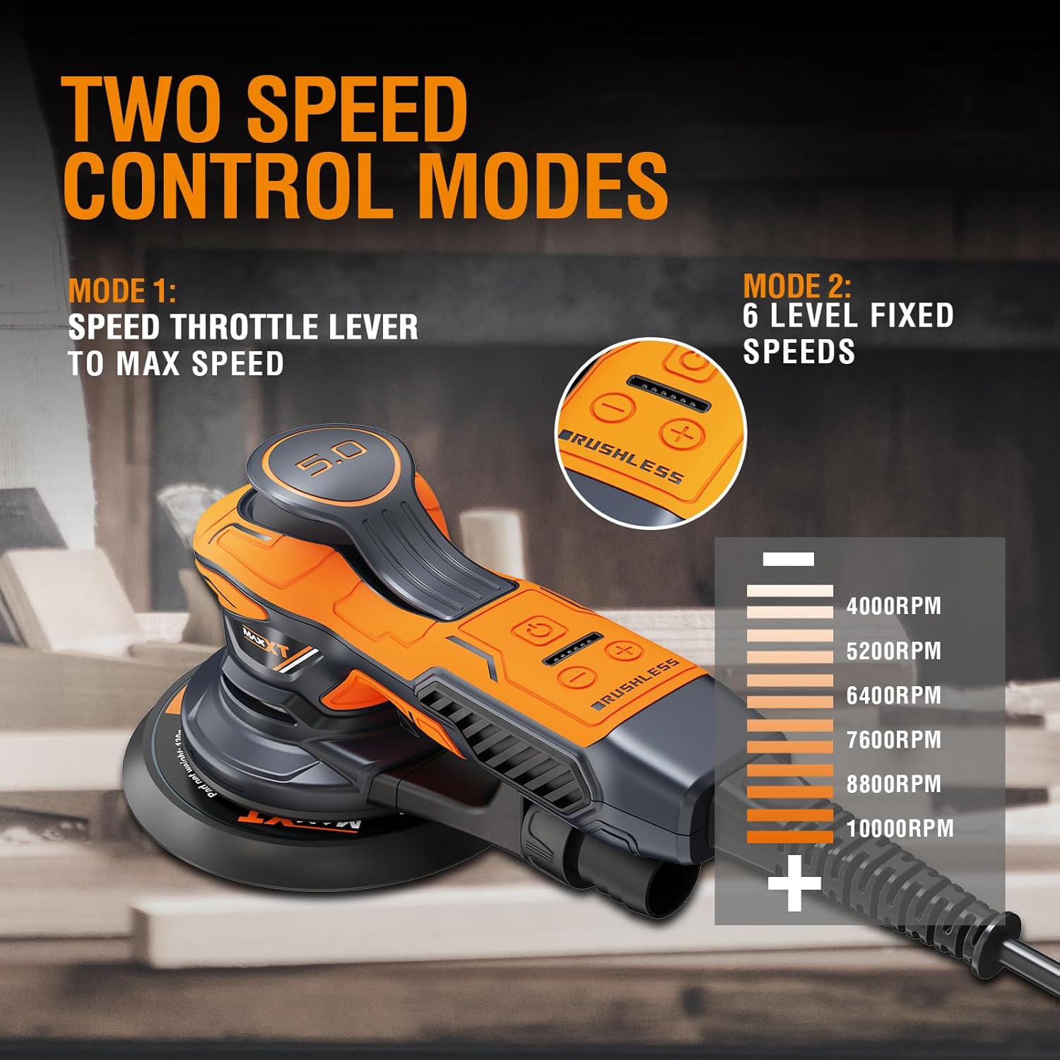 MAXXT Brushless 5.0mm 6-Speed Orbital Sander