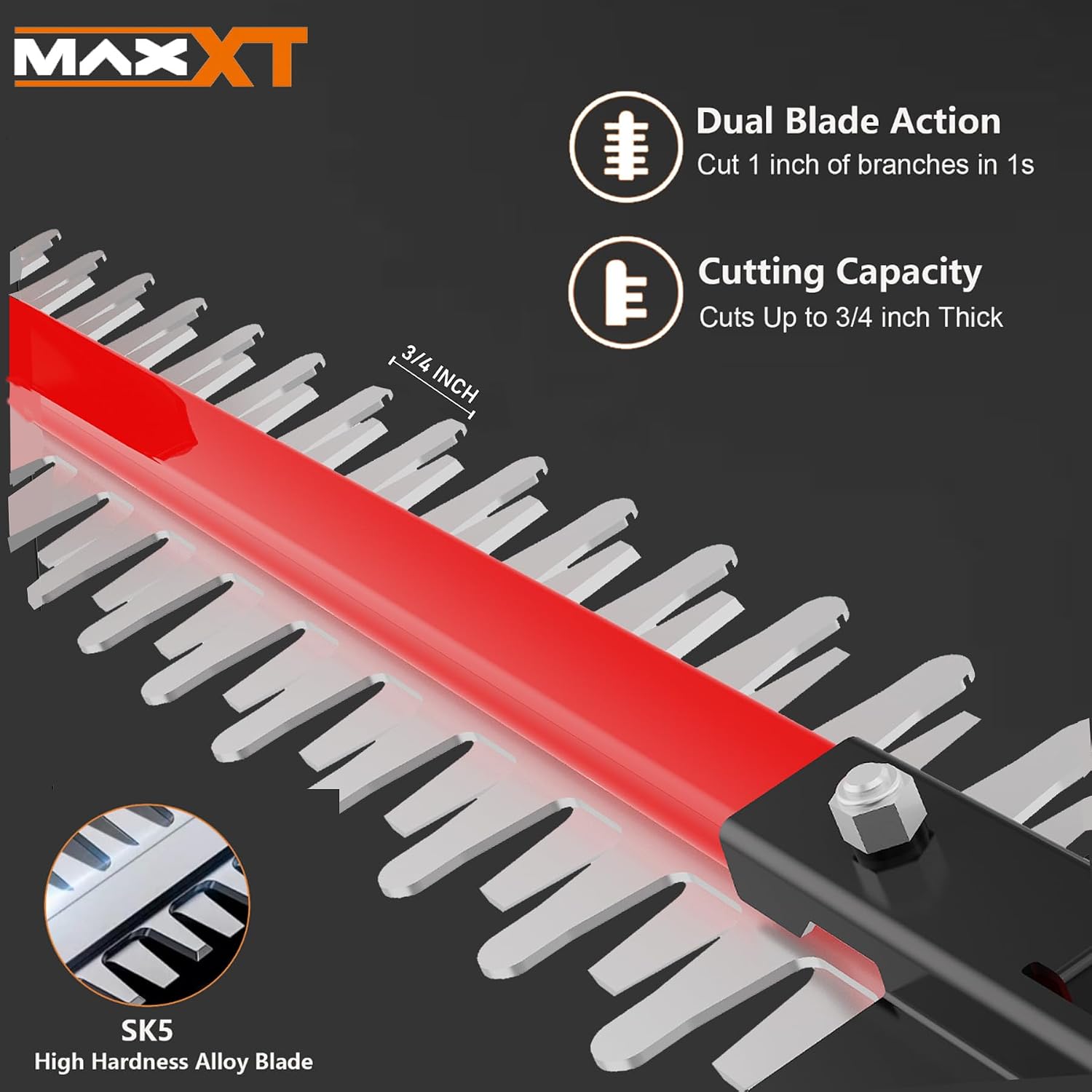 Cordless Hedge Trimmer 22inch MAXXT Bush Trimmer Brushless 2800SPM with Dual-Action Blades, Handheld Bush Shrub Trimmer(Include 2.0AH Battery and Charger)