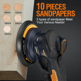 MAXXT Ramdon Orbital Sanders ，6 Variable Speed Wood Sander for Woodworking/Sanding/Polishing