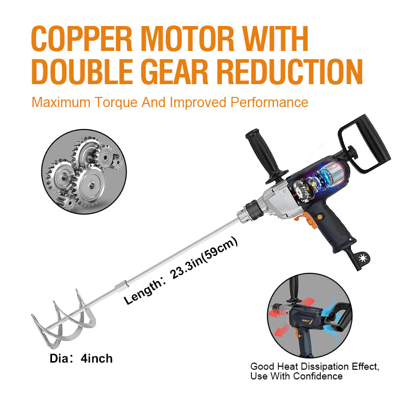 MAXXT 1/2-inch 9A Electric Drill Mixer Set (includes two mixing rods)