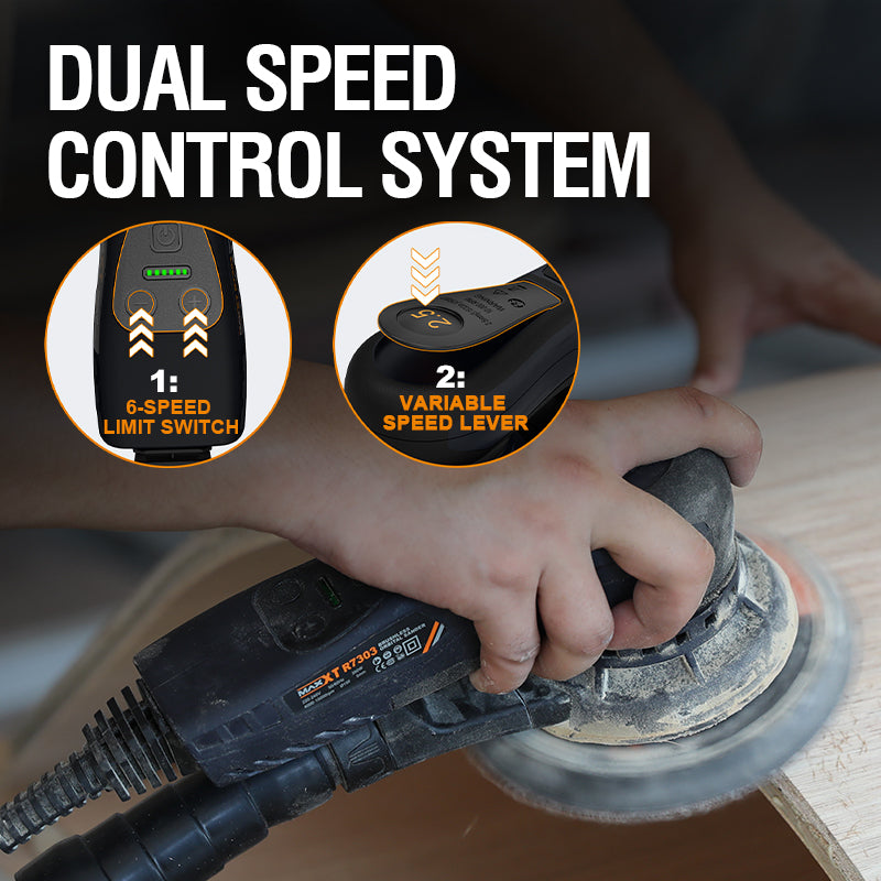 MAXXT Electric 5mm Random Orbital Sander with Tool Case ，5&6Inch Sanding Pads