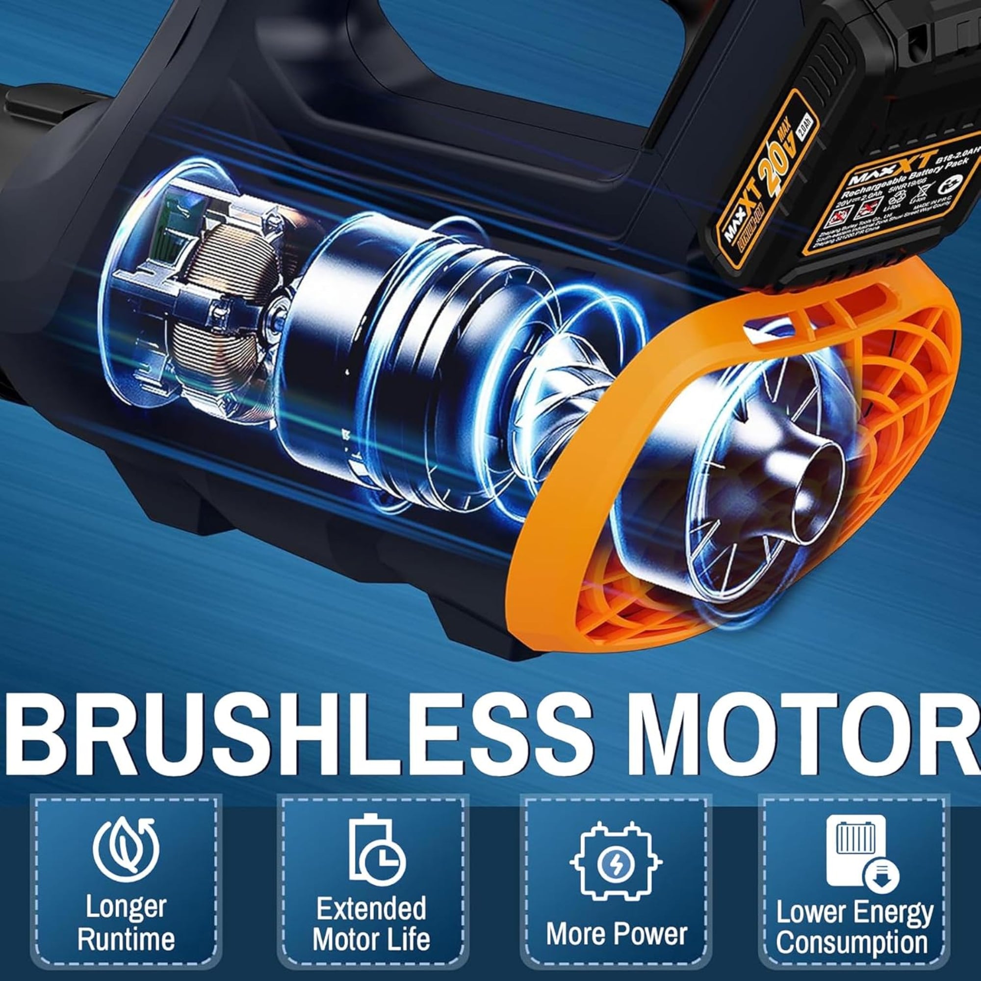 360CFM Cordless Leaf Blower, MAXXT 20V Battery Powered Blower