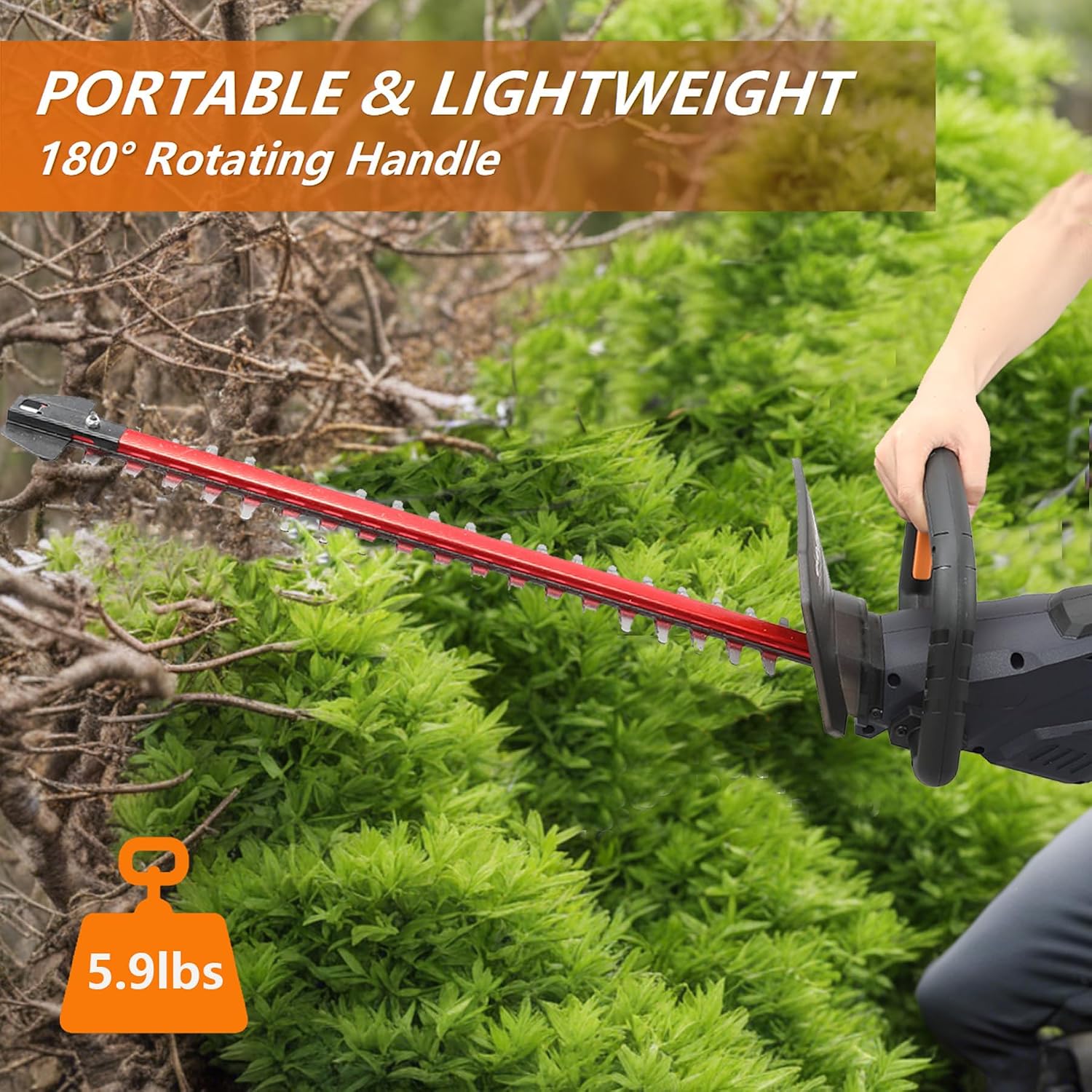 Cordless Hedge Trimmer 22inch MAXXT Bush Trimmer Brushless 2800SPM with Dual-Action Blades, Handheld Bush Shrub Trimmer(Include 2.0AH Battery and Charger)