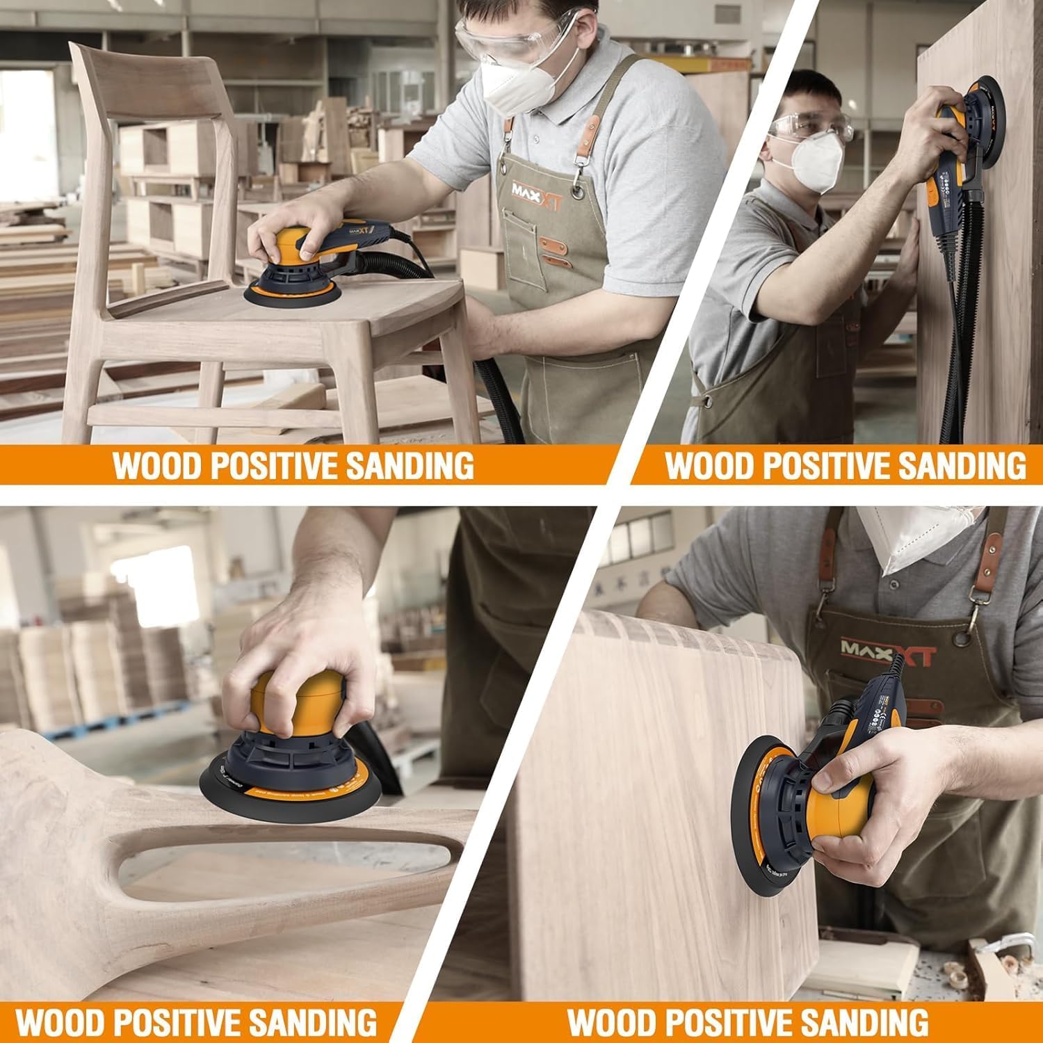 MAXXT Electric 5mm Random Orbital Sander with Tool Case ，5&6Inch Sanding Pads