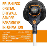MAXXT 4mm Random Orbital Drywall Sander, 350W brush motor, dual-mode vacuuming for more efficient