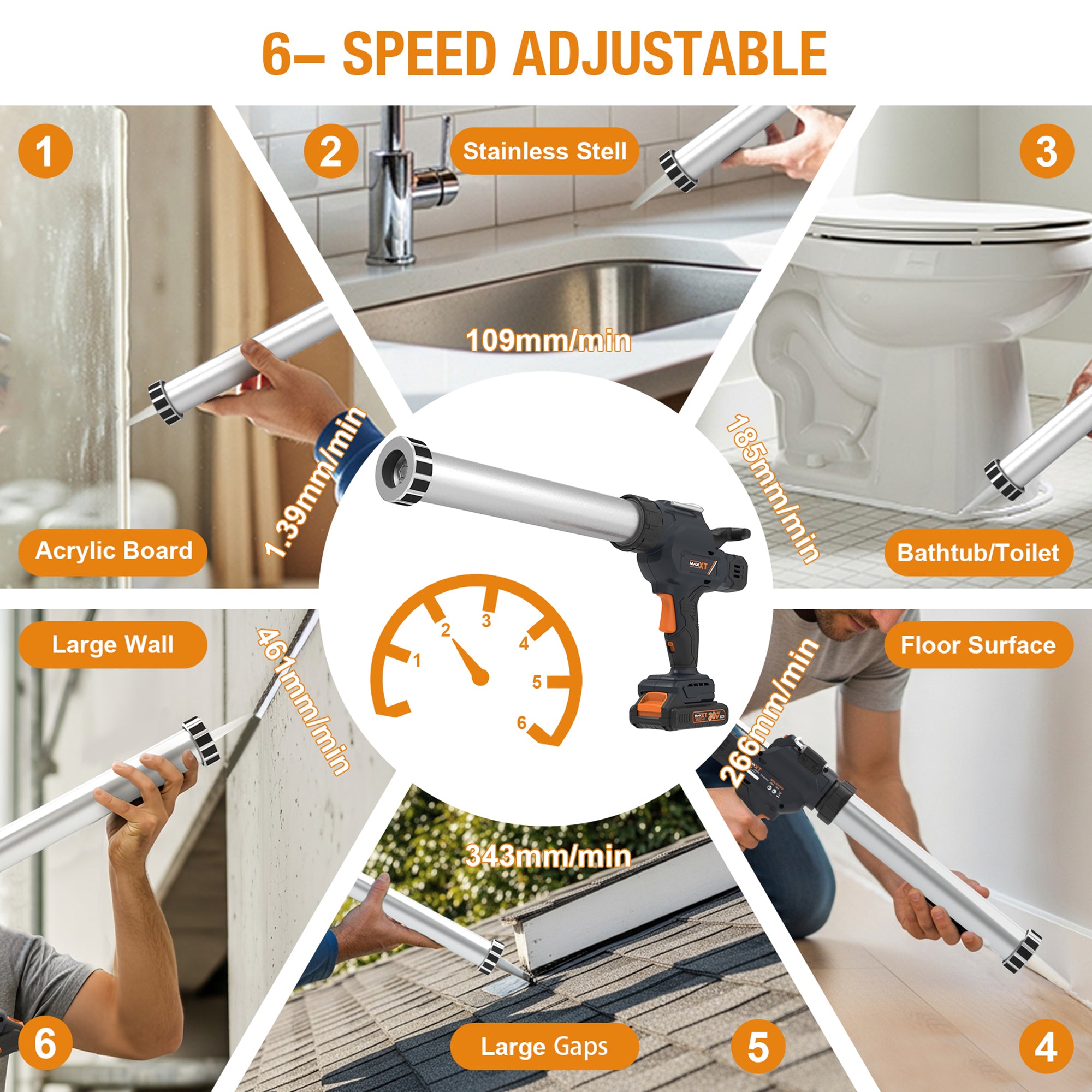 MAXXT cordless caulking gun, standard 2.0AH battery