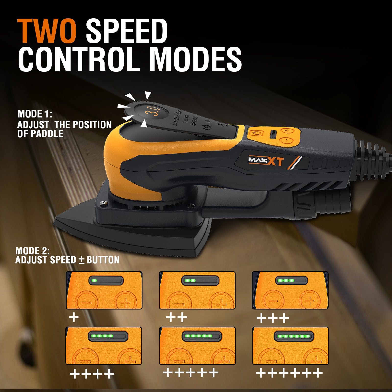 MAXXT Low-Vibration Precision Sander: 350W power