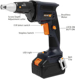 MAXXT 20V L-ion Brushless Cordless Drywall Screwdriver,Adjustable speed 0-4200Rpm & depth,for drywall, assembly, flooring, fencing, roofing and deck construction applications