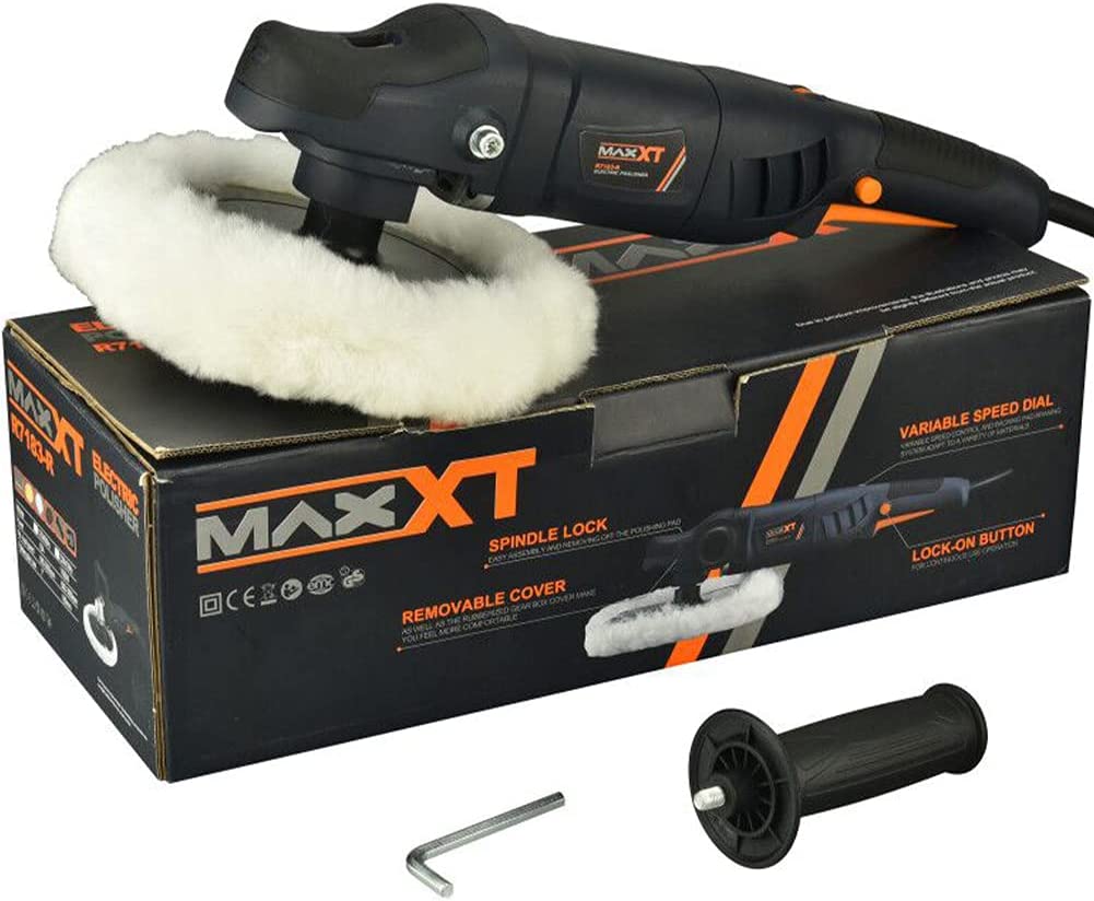 MAXXT Car Buffer Polisher Electric Rotary Car Polishing Machine 180mm 1100W  7 Variable Speed Car Detailing Kit with Woolen Pad and Side Handle